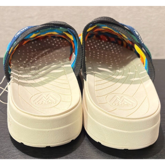MALIBU SANDALS Colony White EVA Rubber Rainbow Checkered Nylon Men\'s Size 13